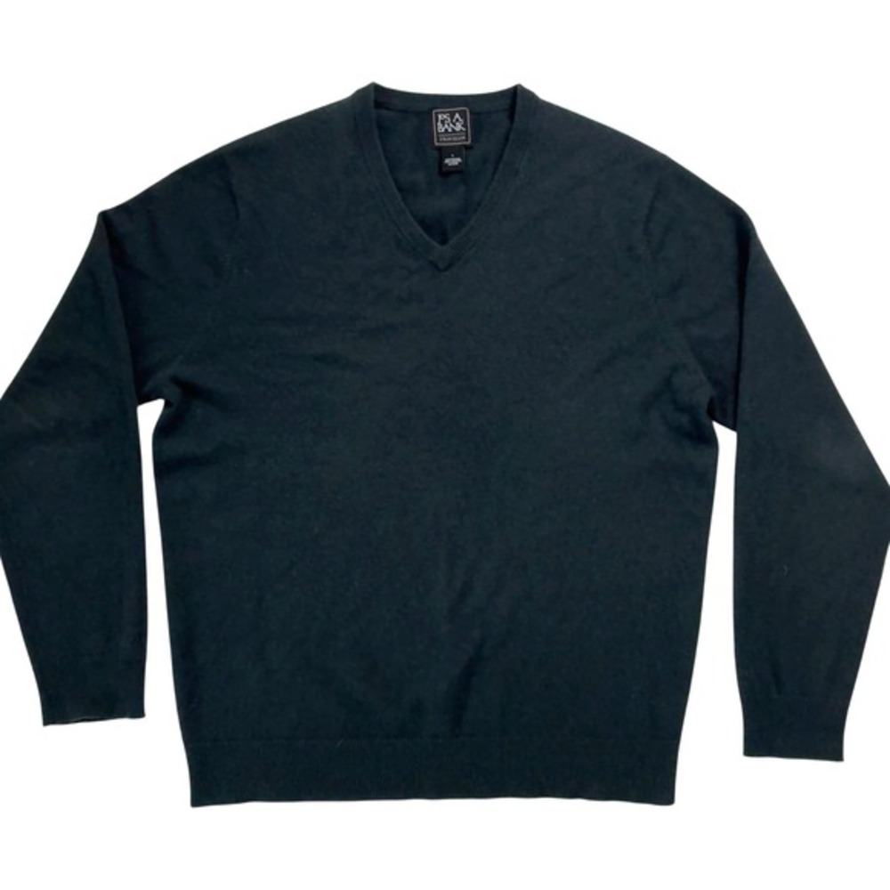Jos A Bank V-Neck Sweater‎ Mens Dark Green 100% Cashmere Traveler Large